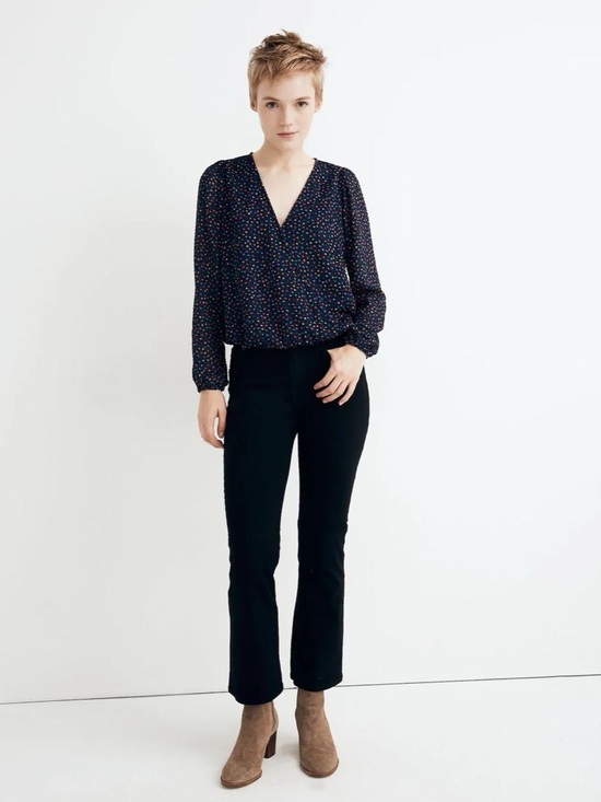 Madewell Tops - Madewell Lyric Wrap Top in Sugar Dot Size Large 70s Inspired